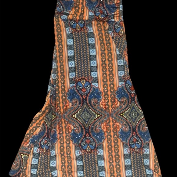 Dresses & Skirts - Vintage Patterned Hippie StyleMaxi Dress with Orange and Blue Patterns